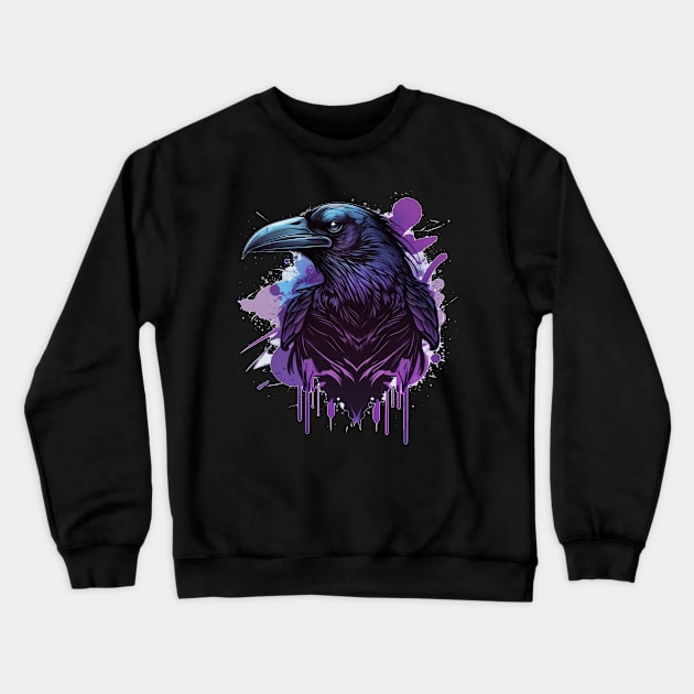 Raven Graphic Goth Black Crow Crewneck Sweatshirt by Linco